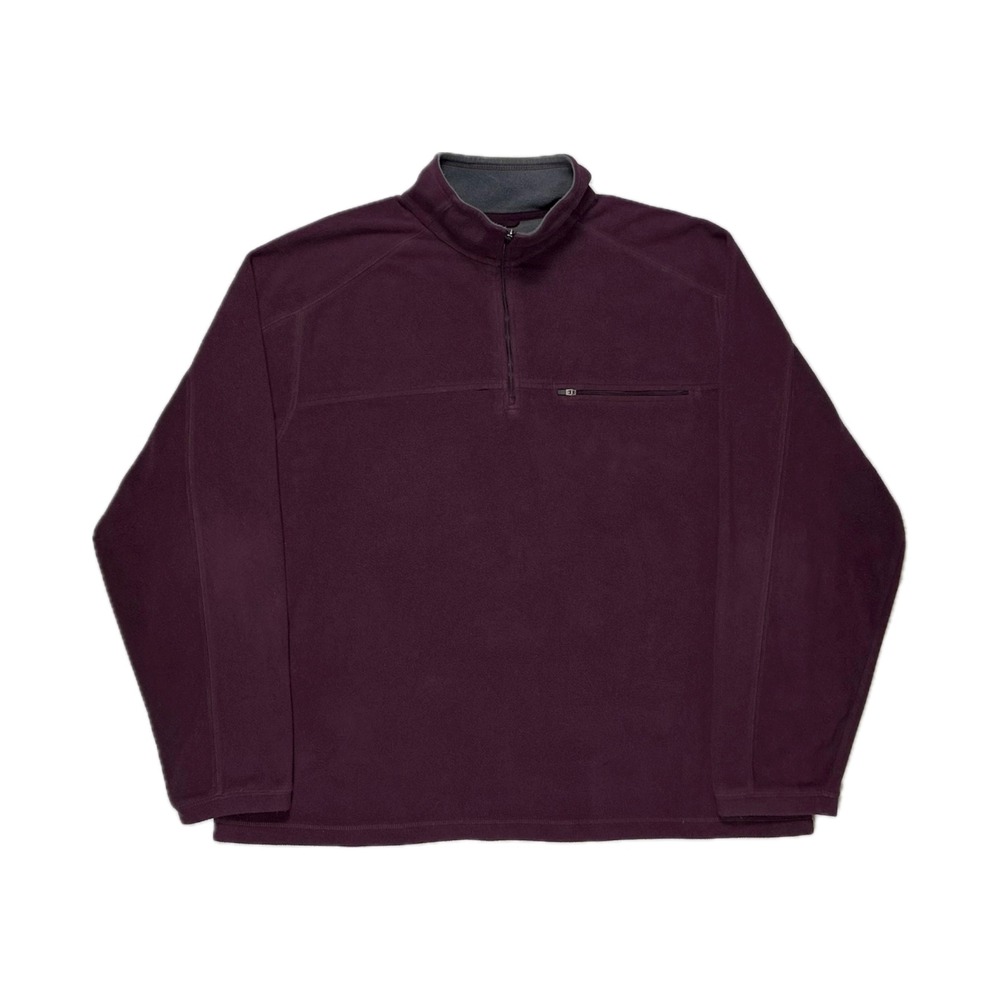 LL Bean burgundy purple front pocket 1/4 zip fleece sweatshirt mens XL